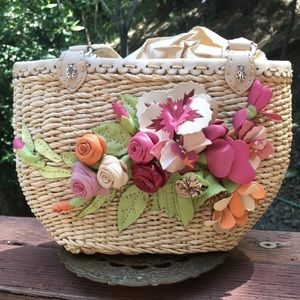 Brighton Basketweave purse with leather roses